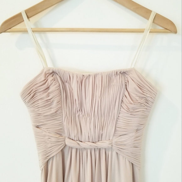 BCBG MAXAZRIA Eve Strapless Pleated Braided Flowy Mini Formal Dress Blush Lined - Picture 3 of 16
